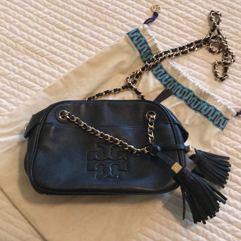 Tory Burch crossbody tassel bag.